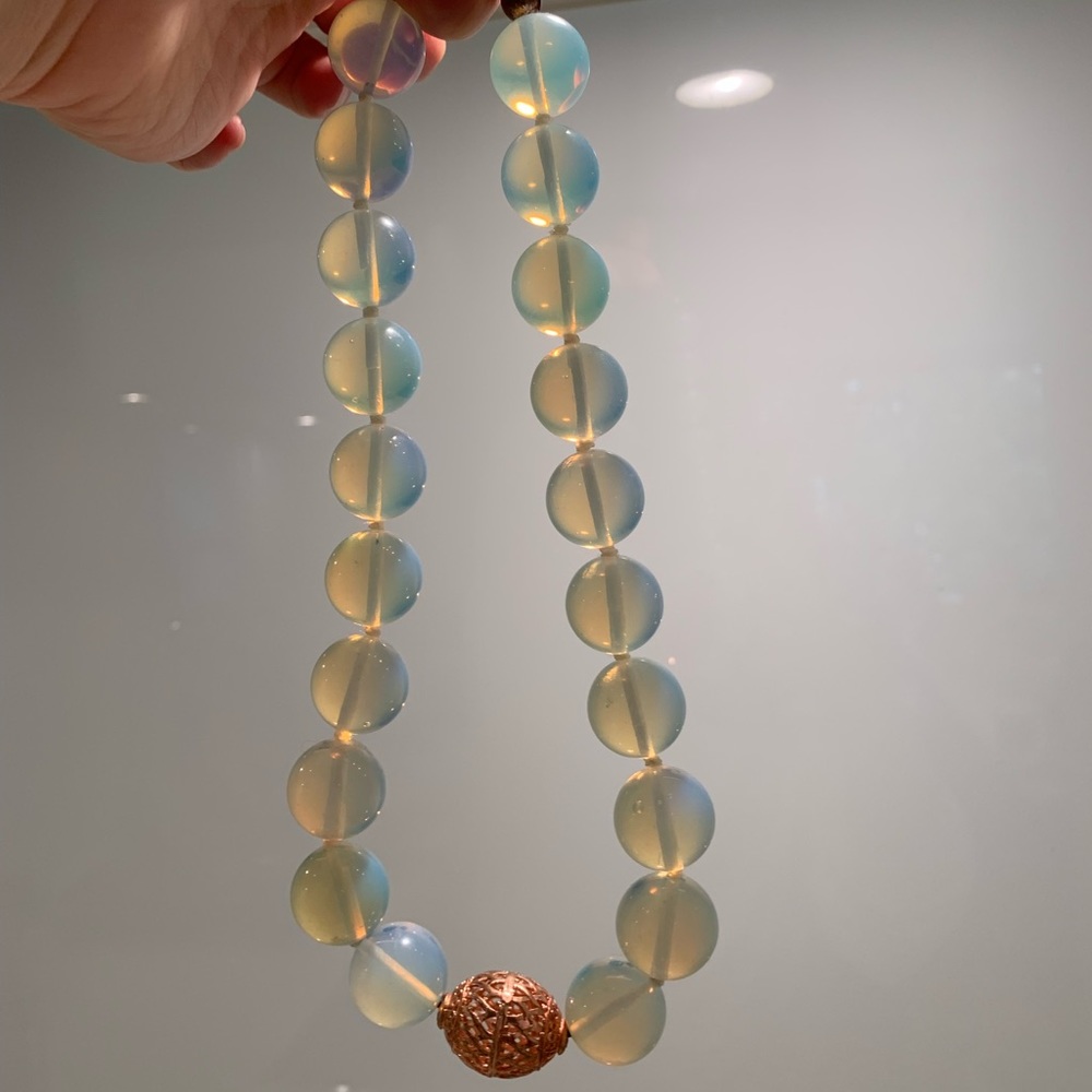 Moonstone necklace with rose gold accents